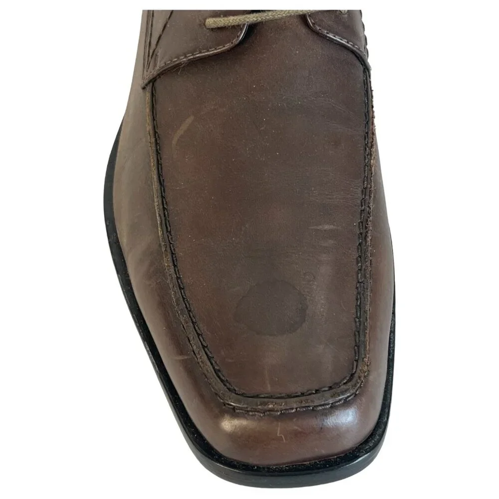 Mens Aston Grey Brown Leather Dress Shoes Oxford Size 11 Tie Lace Up Rubber Sole